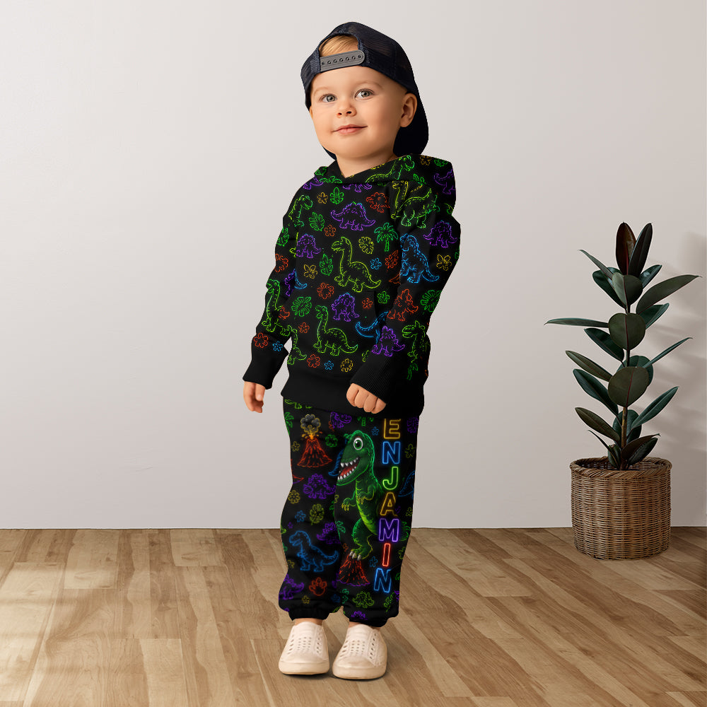 Neon Style Gift For Kids - Personalized Kid Kid Hoodie & Kid Jogger Sweatpants
