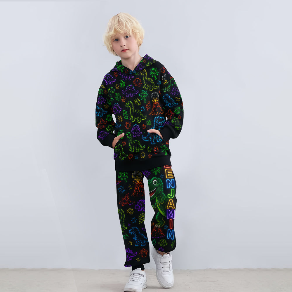 Neon Style Gift For Kids - Personalized Kid Kid Hoodie & Kid Jogger Sweatpants