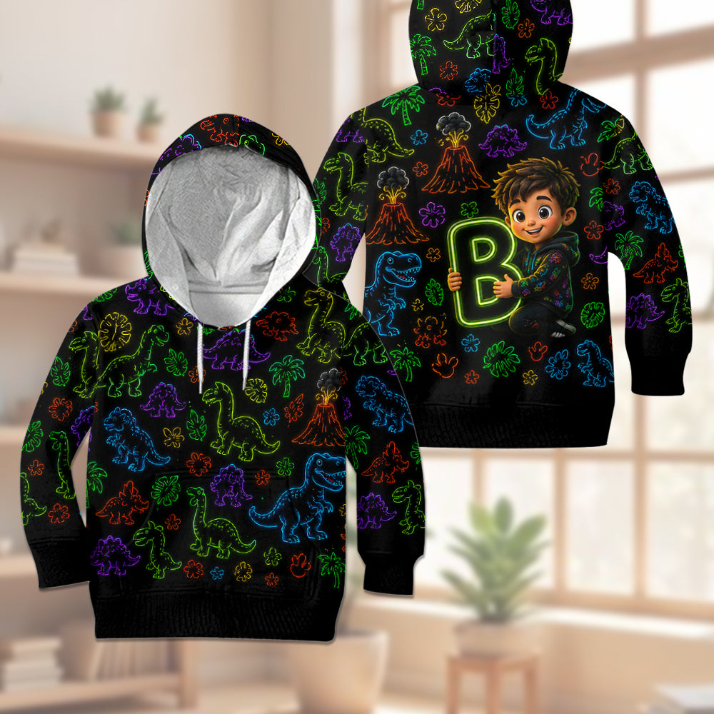 Neon Style Gift For Kids - Personalized Kid Kid Hoodie & Kid Jogger Sweatpants