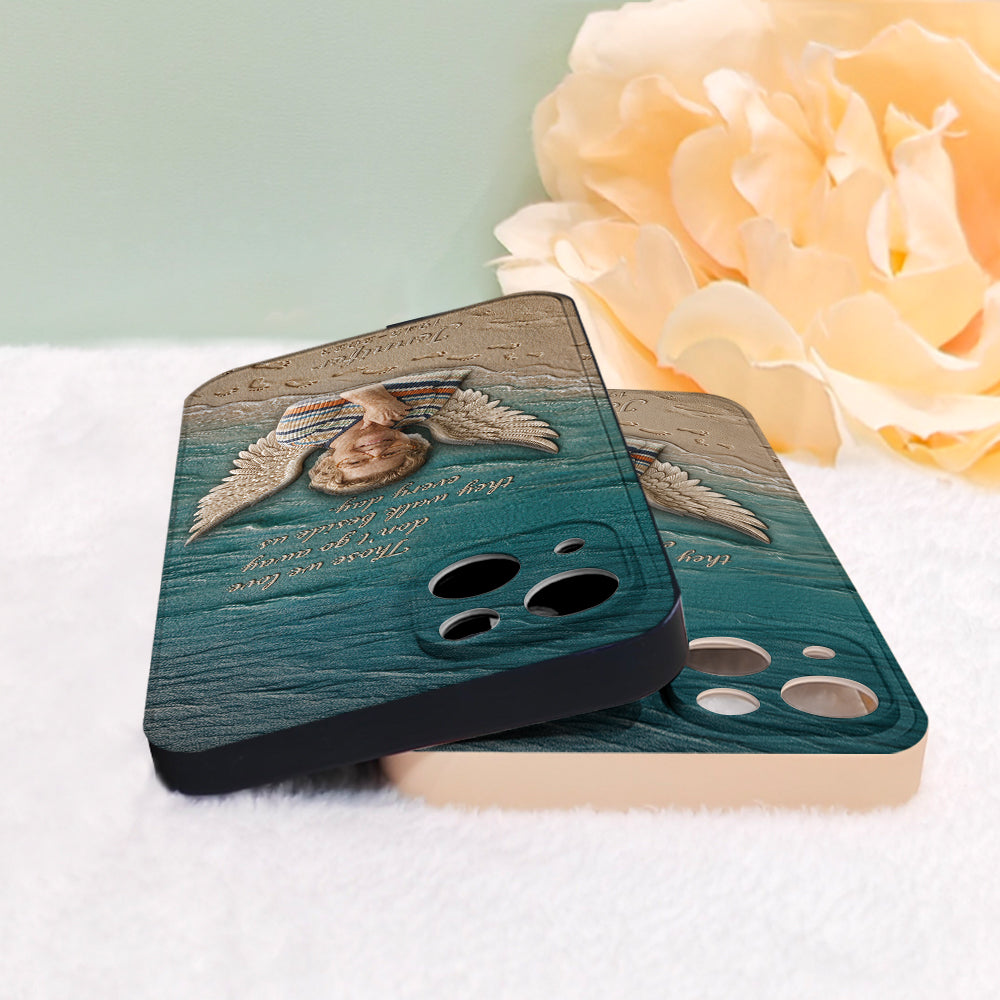 They Walk Beside Us - Personalized Memorial 3D Embossed Leather Phone Case