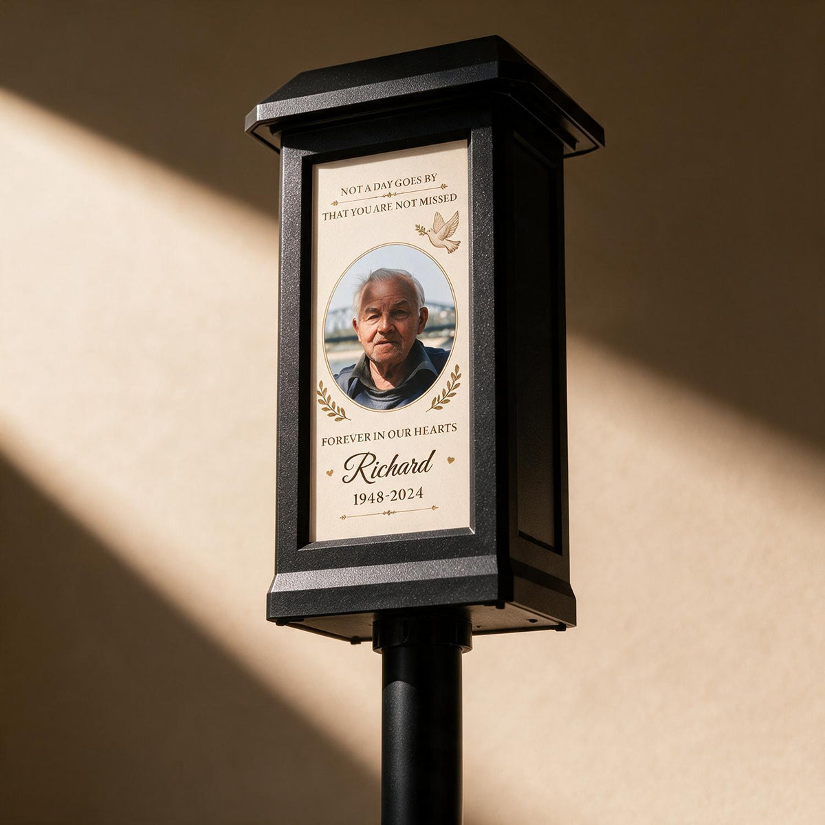 Custom Photo Memorial Solar Garden Light - Forever in Our Hearts Outdoor Graveside Stake, Sympathy Gift for Loss of Loved One