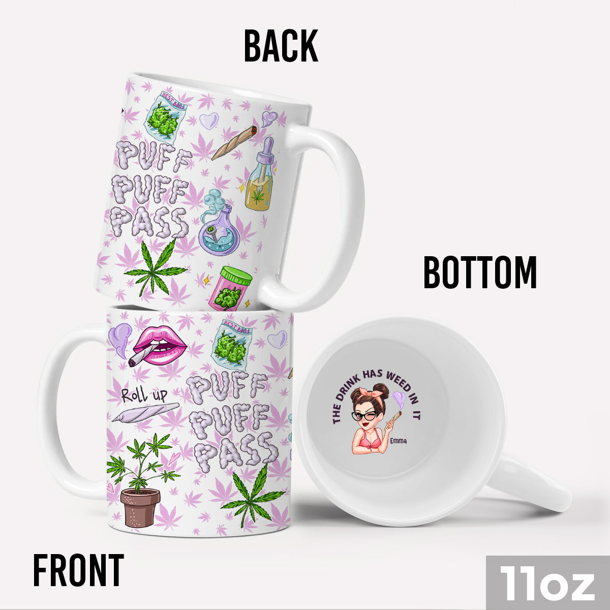Puzz Puzz Pass - Personalized Weed Hidden Message Mug