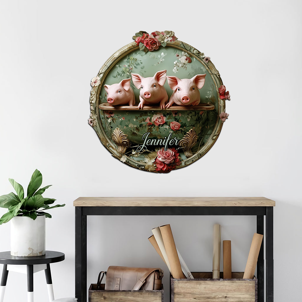 Floral Farm Animals - Personalized Farmer Cut Metal Sign