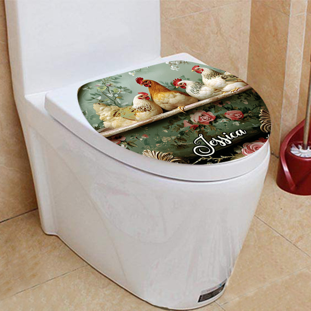 Personalisiertes Badezimmer-Set mit Bauernhoftieren und Blumenmotiv: Vorhang und Fußmatten