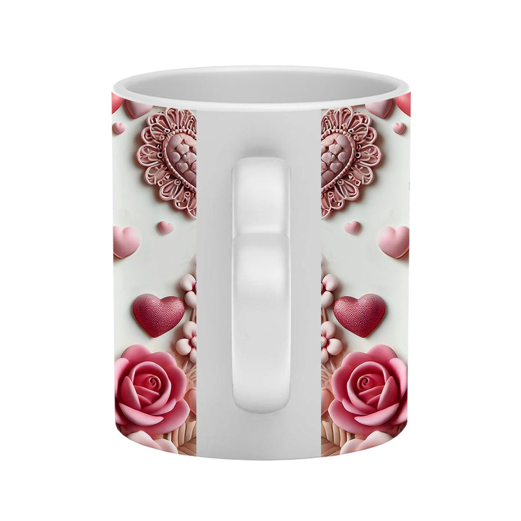 Bücher sind meine Liebessprache – Personalisierte Tasse mit Buchherz-Henkel