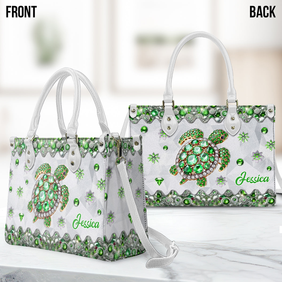 Liebe Schildkröten – Personalisierte Schildkröten-Lederhandtasche