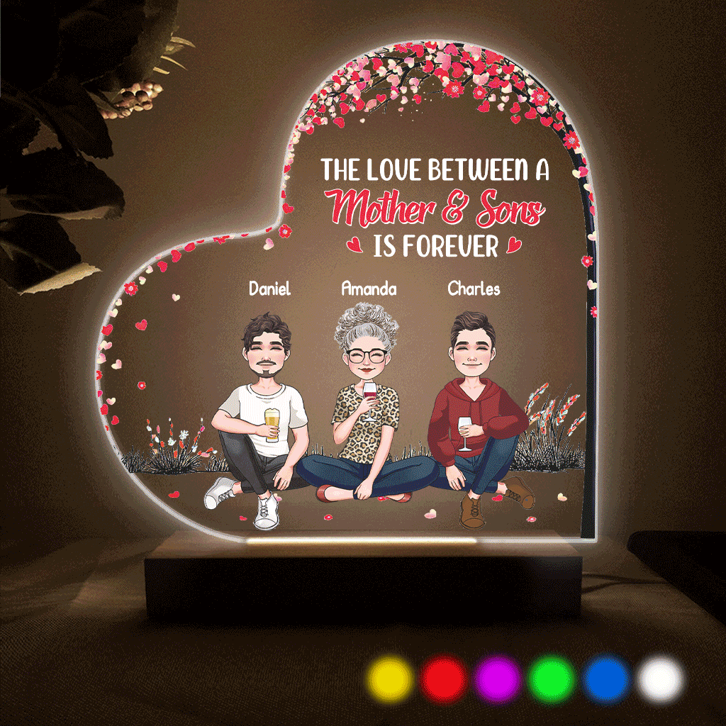 Die Liebe zwischen Mutter und Tochter/Sohn – Geschenk für Mama, Tochter, Sohn – Personalisierte, geformte Leuchtplatte