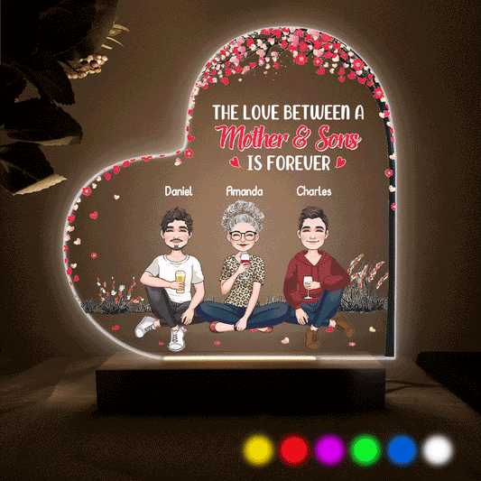 Die Liebe zwischen Mutter und Tochter/Sohn – Geschenk für Mama, Tochter, Sohn – Personalisierte, geformte Leuchtplatte