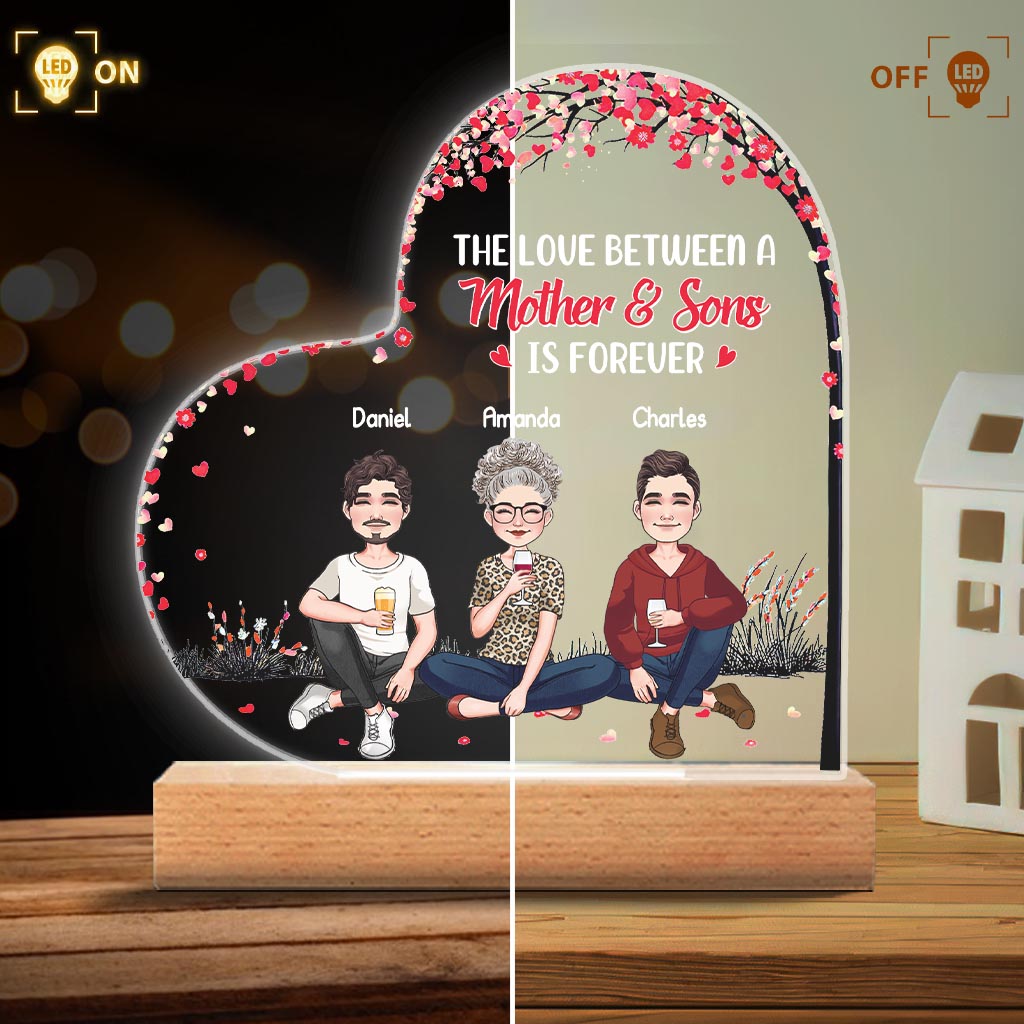 Die Liebe zwischen Mutter und Tochter/Sohn – Geschenk für Mama, Tochter, Sohn – Personalisierte, geformte Leuchtplatte