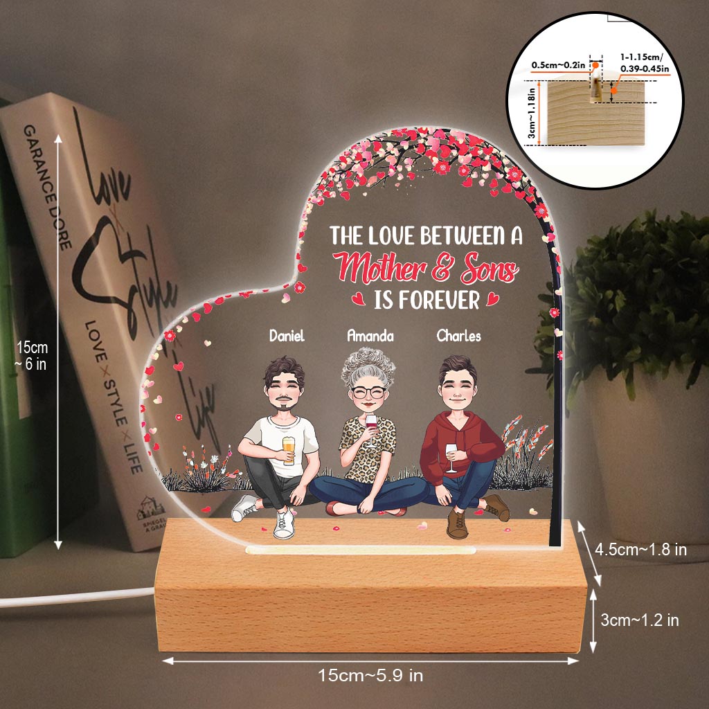 Die Liebe zwischen Mutter und Tochter/Sohn – Geschenk für Mama, Tochter, Sohn – Personalisierte, geformte Leuchtplatte