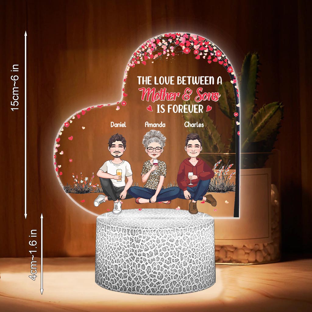 Die Liebe zwischen Mutter und Tochter/Sohn – Geschenk für Mama, Tochter, Sohn – Personalisierte, geformte Leuchtplatte