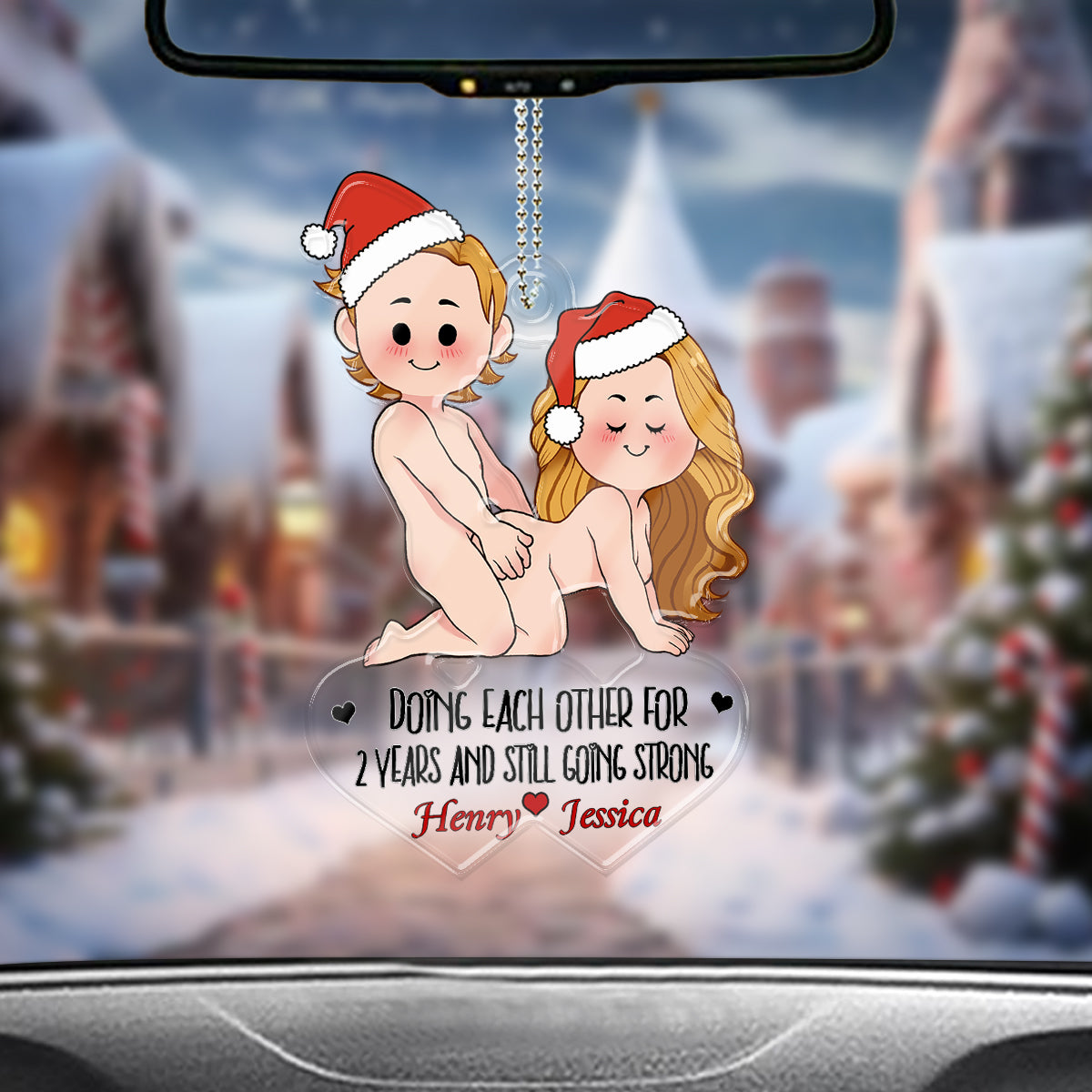 Doing Each Other - Personalized Couple Custom Shaped Car Ornament