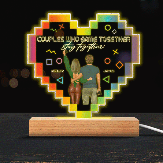 Couples Who Game Together Stay Together - Personalized Video Game Shaped Plaque Light Base