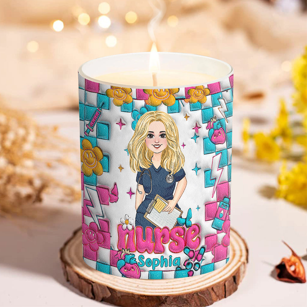 Krankenschwesterleben – Personalisierte Krankenschwester-Kerze mit Holzdeckel
