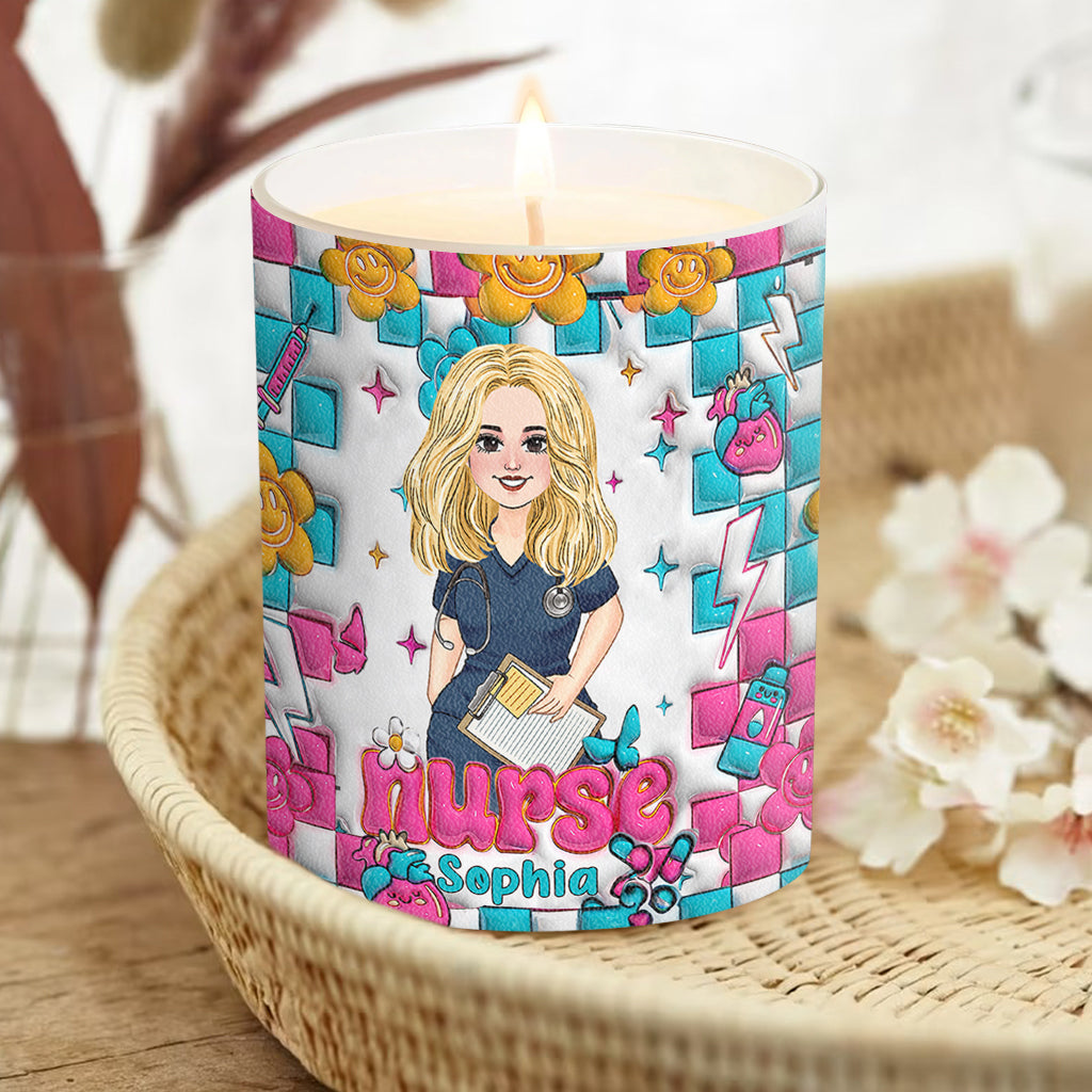 Krankenschwesterleben – Personalisierte Krankenschwester-Kerze mit Holzdeckel