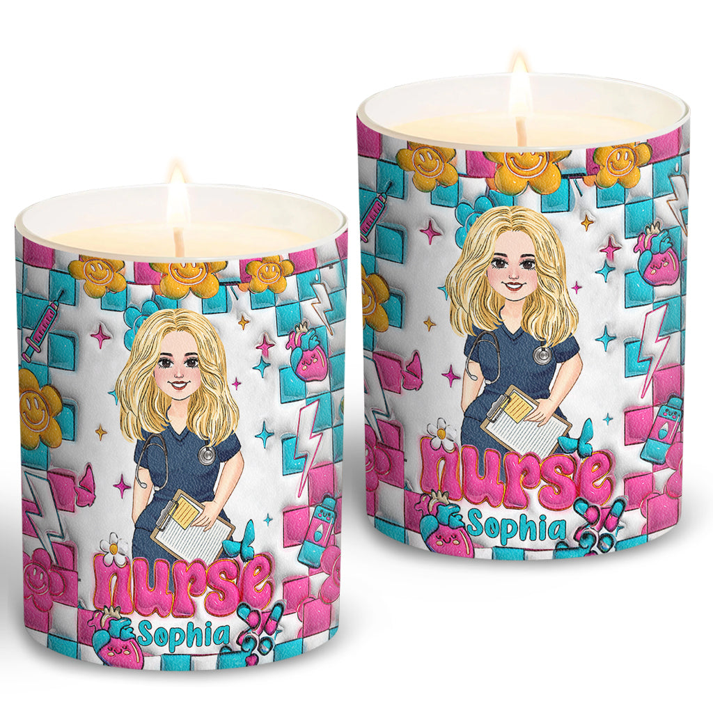 Krankenschwesterleben – Personalisierte Krankenschwester-Kerze mit Holzdeckel