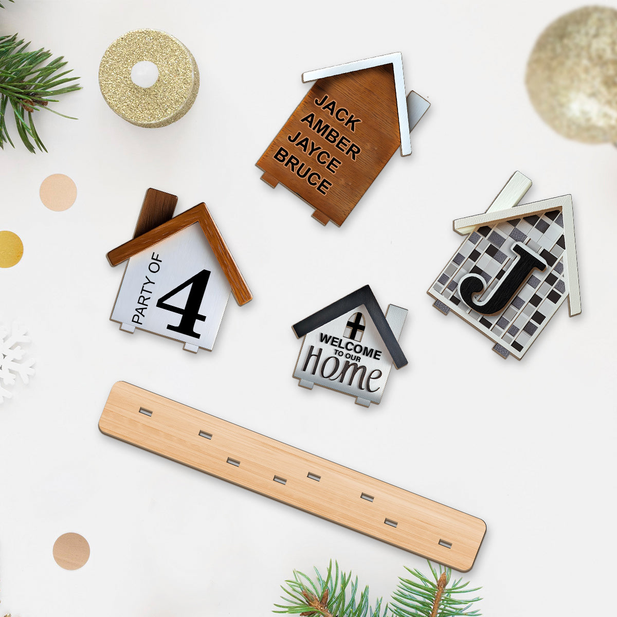 Freistehendes Familienhaus-Mittelstück – Personalisiertes, zweistöckiges, großes Familien-Mittelstück