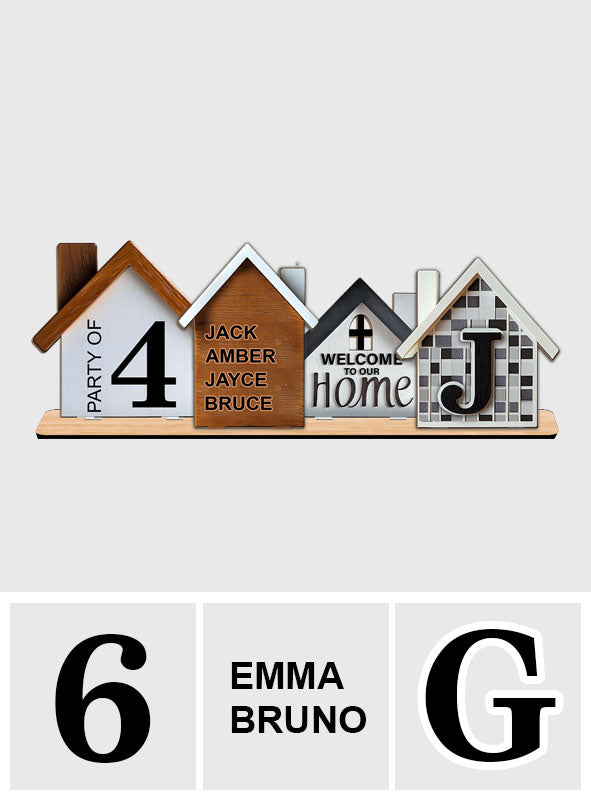 Freistehendes Familienhaus-Mittelstück – Personalisiertes, zweistöckiges, großes Familien-Mittelstück