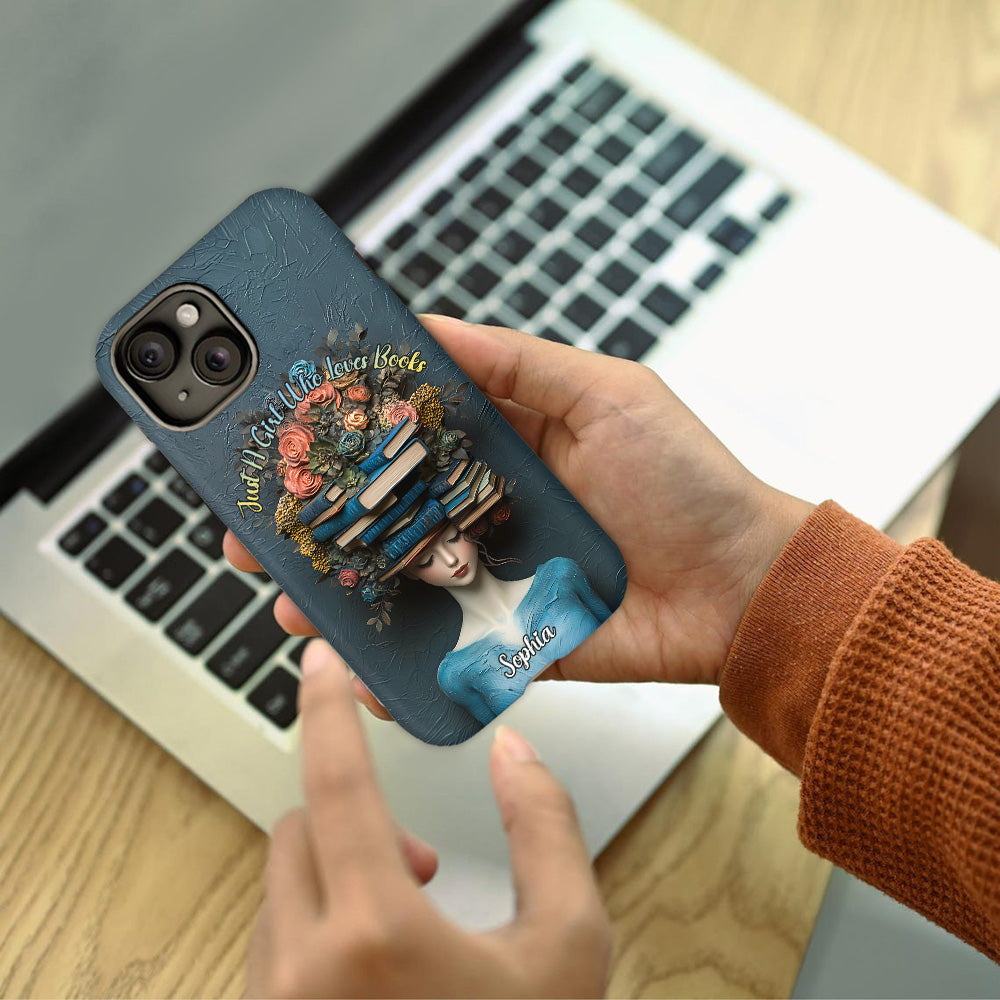 Einfach ein Mädchen, das Bücher liebt – personalisierte Handyhülle mit Buchmotiv