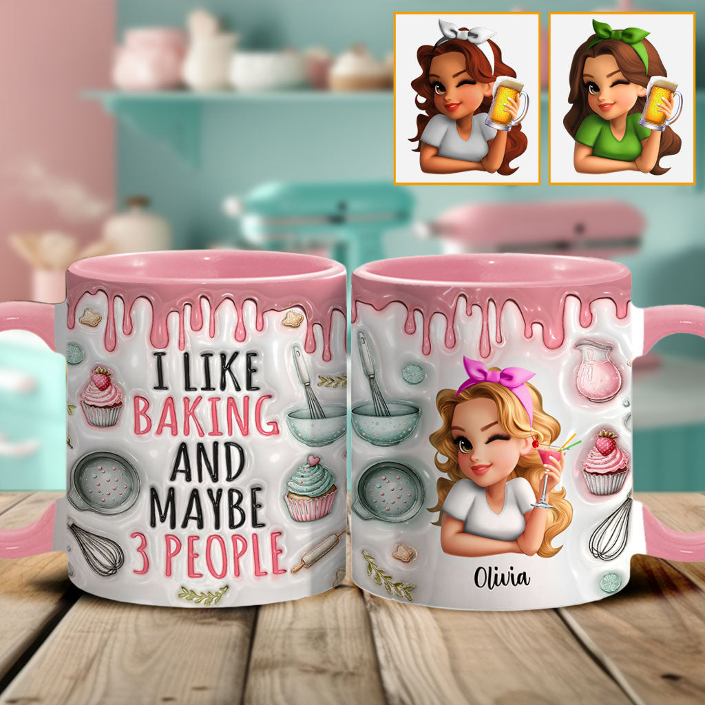 Ich backe gern & vielleicht 3 Personen - Personalisierte Tasse mit Backmotiv