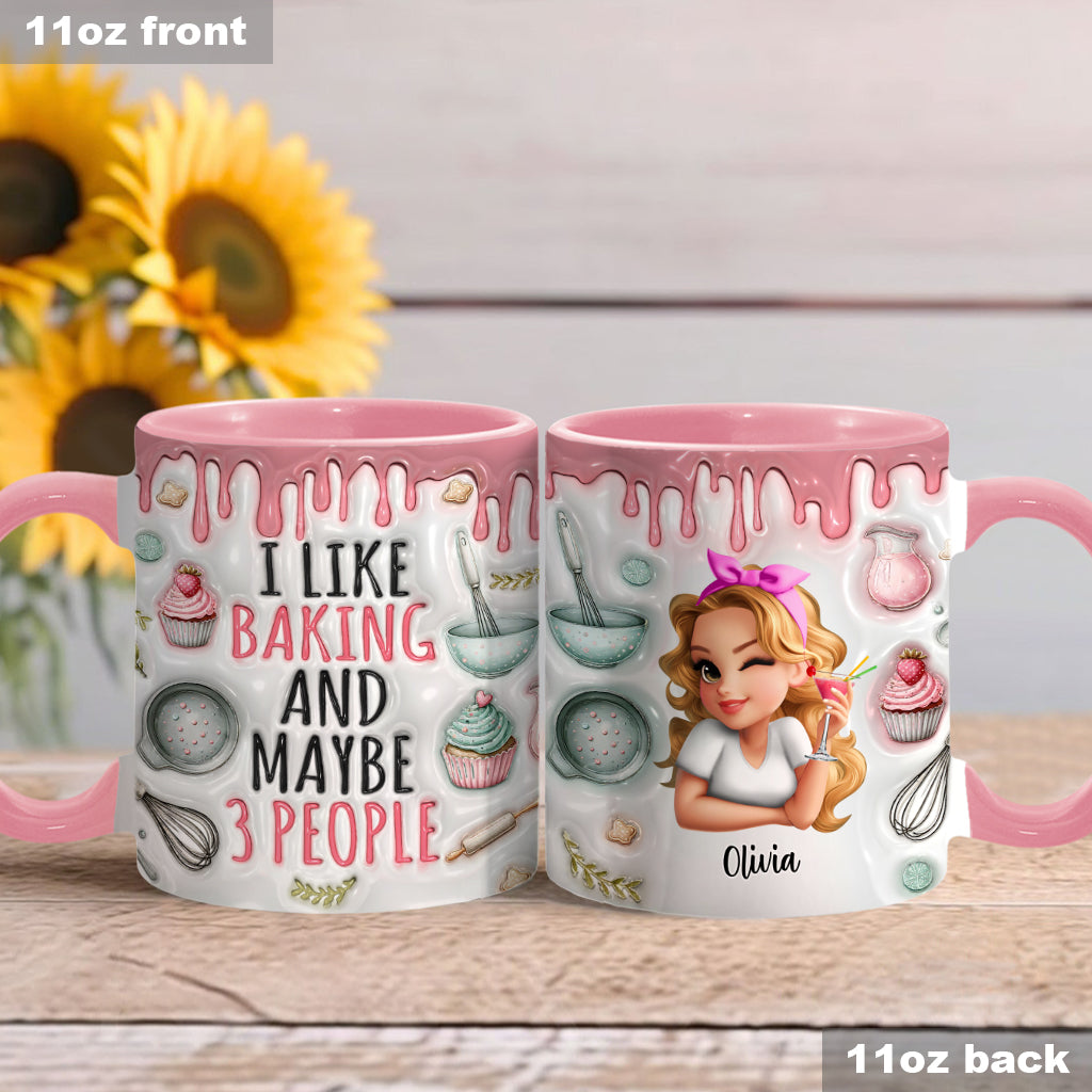 Ich backe gern & vielleicht 3 Personen - Personalisierte Tasse mit Backmotiv