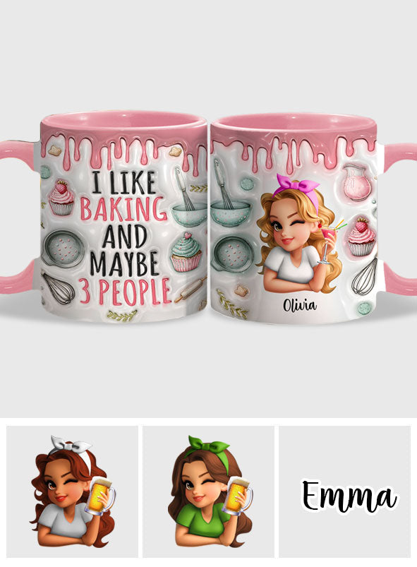 Ich backe gern & vielleicht 3 Personen - Personalisierte Tasse mit Backmotiv