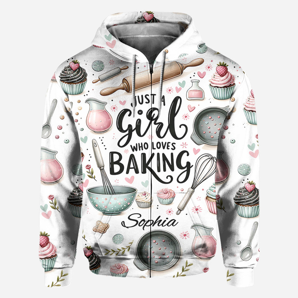 Einfach ein Mädchen, das Backen liebt – personalisiertes Backshirt