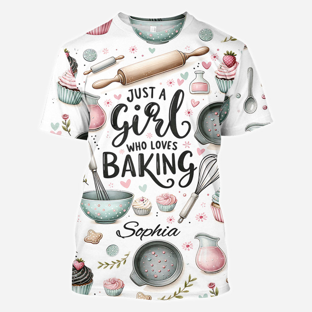 Einfach ein Mädchen, das Backen liebt – personalisiertes Backshirt