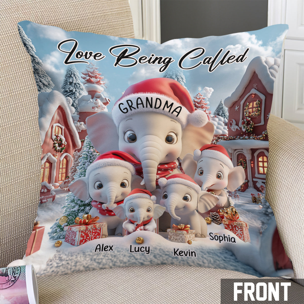 Love Being A Grandma Elephant - Personalized Grandma Throw Pillow