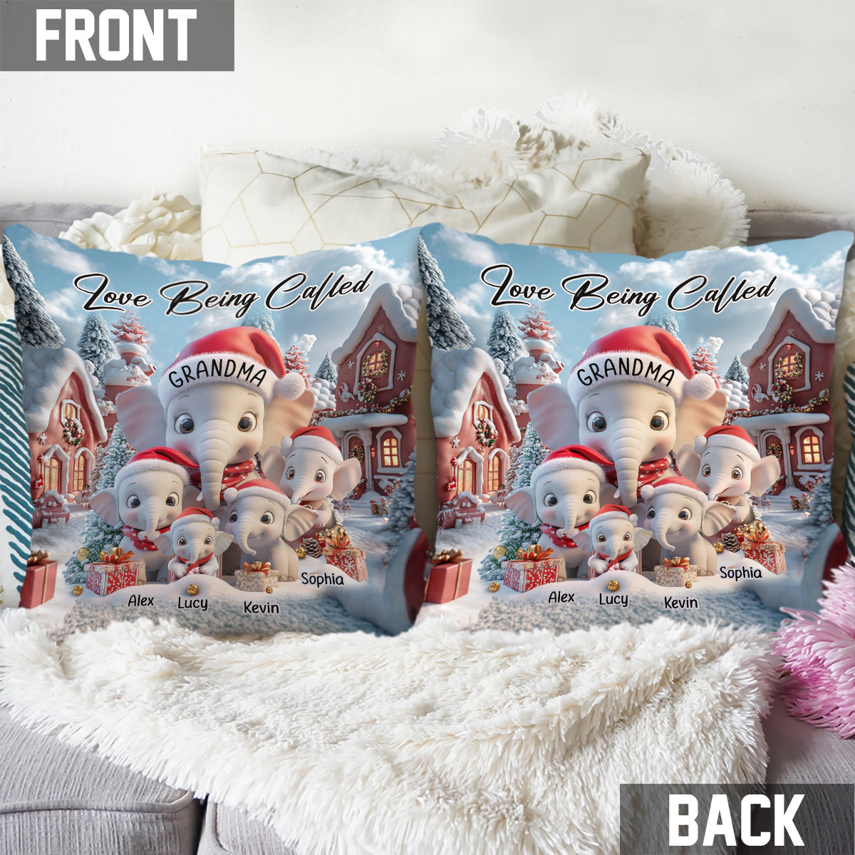 Love Being A Grandma Elephant - Personalized Grandma Throw Pillow