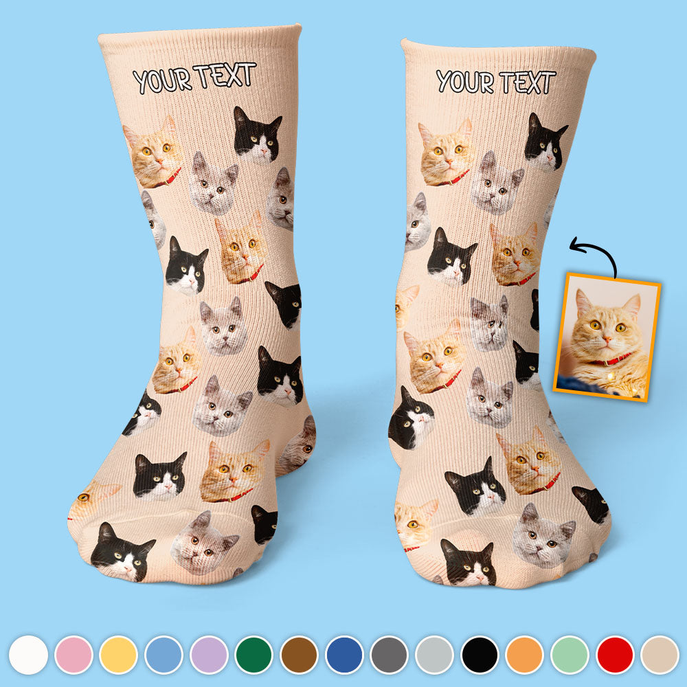Socken mit beliebigen Gesichtern – Geschenk für jeden, Hunde- und Katzenliebhaber – Personalisierte Socken