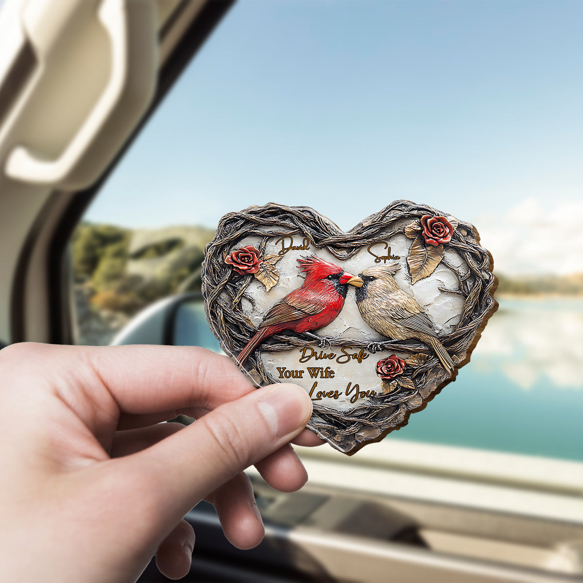 Drive safe - Personalized Couple Shaped Car Visor Clip
