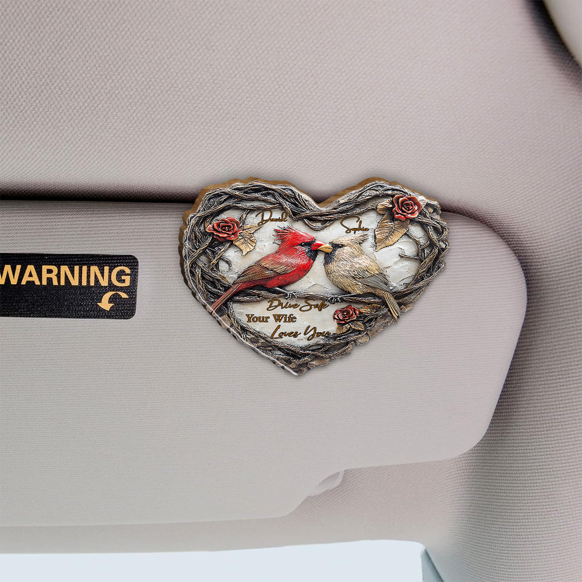 Drive safe - Personalized Couple Shaped Car Visor Clip