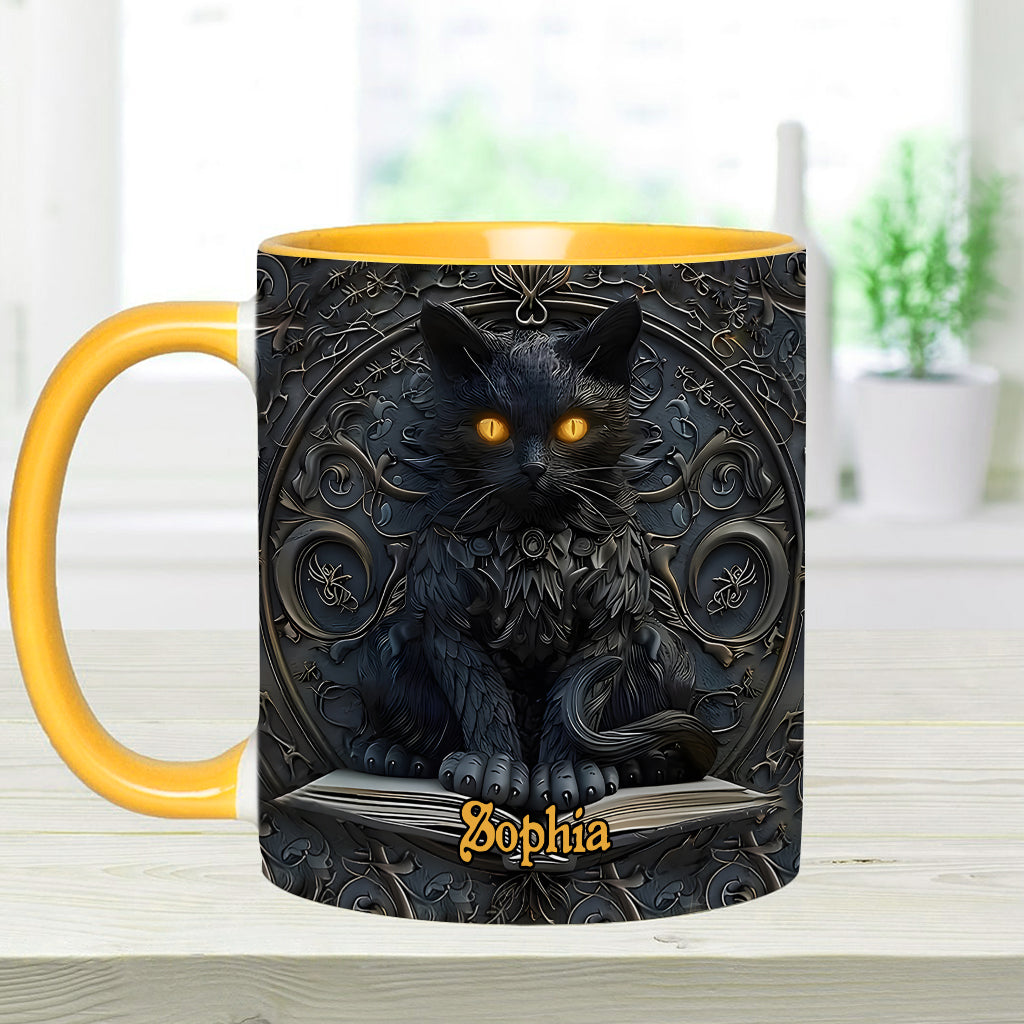 Mein Krafttier – Personalisierte Tasse mit schwarzem Katzenmotiv
