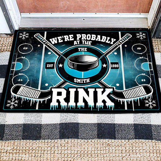 Probably At The Rink - Personalized Hockey Doormat