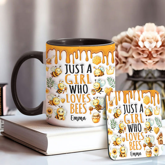 Just A Girl Who Loves Bees - Personalized Bee Accent Mug