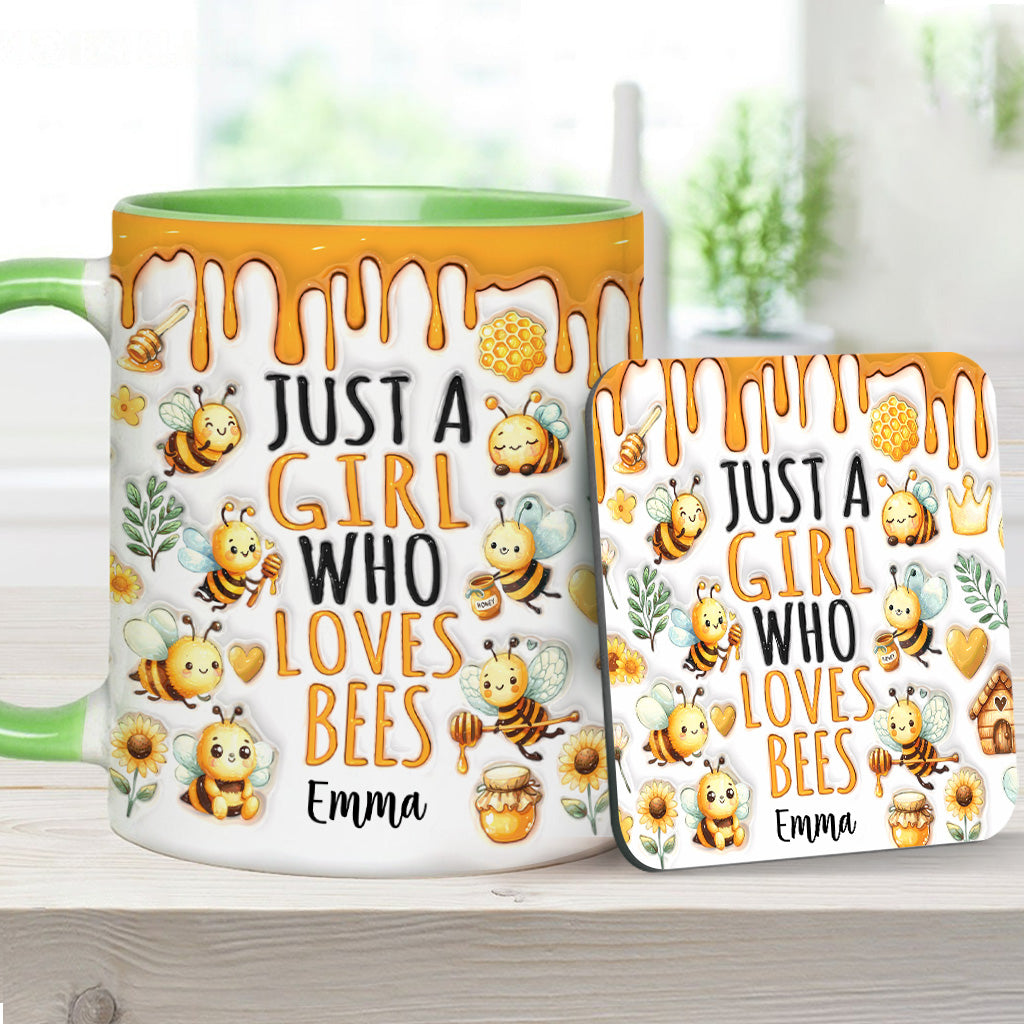 Einfach ein Mädchen, das Bienen liebt – personalisierte Tasse mit Bienenmotiv