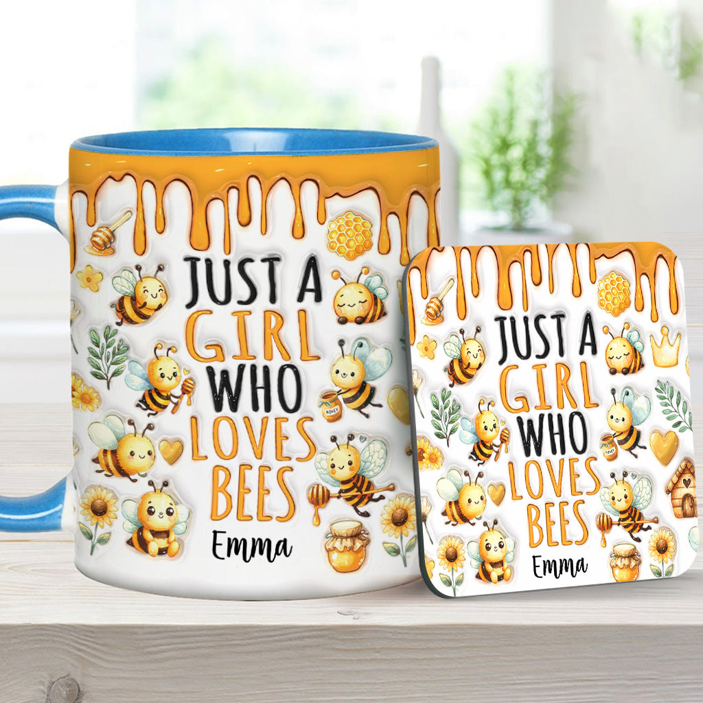 Einfach ein Mädchen, das Bienen liebt – personalisierte Tasse mit Bienenmotiv