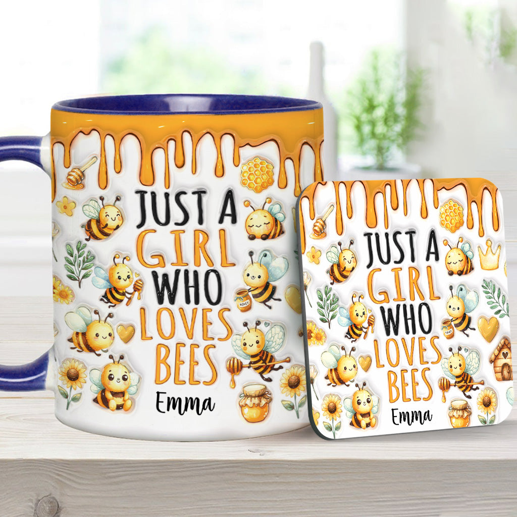 Einfach ein Mädchen, das Bienen liebt – personalisierte Tasse mit Bienenmotiv
