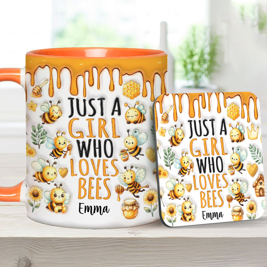 Einfach ein Mädchen, das Bienen liebt – personalisierte Tasse mit Bienenmotiv