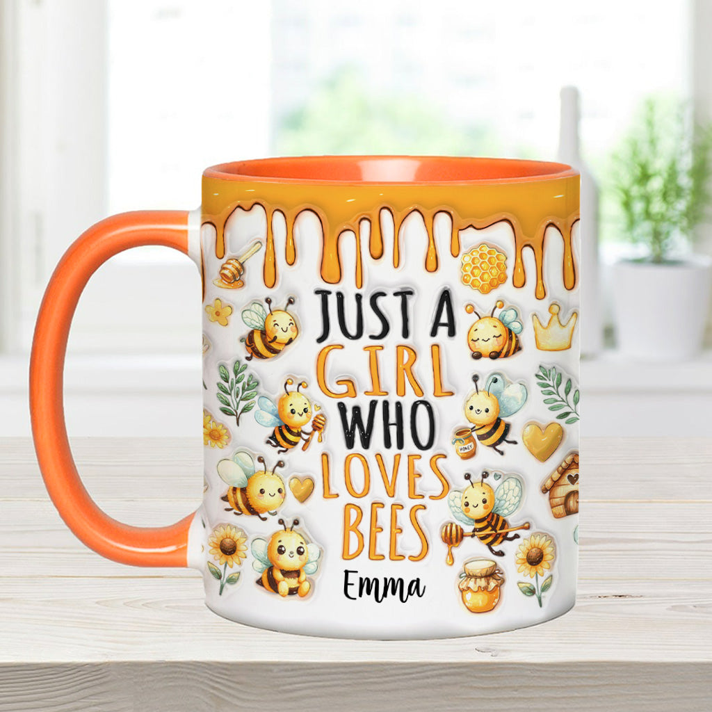 Einfach ein Mädchen, das Bienen liebt – personalisierte Tasse mit Bienenmotiv