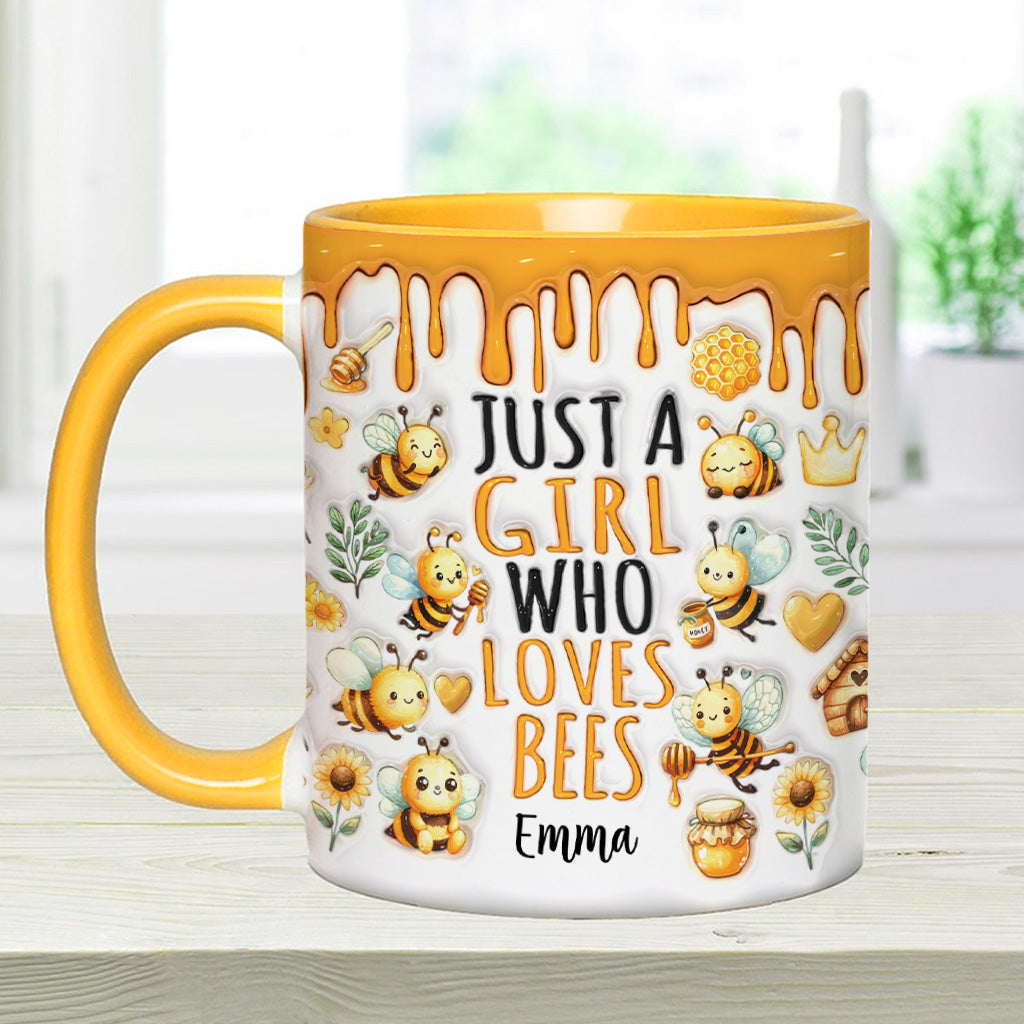 Einfach ein Mädchen, das Bienen liebt – personalisierte Tasse mit Bienenmotiv