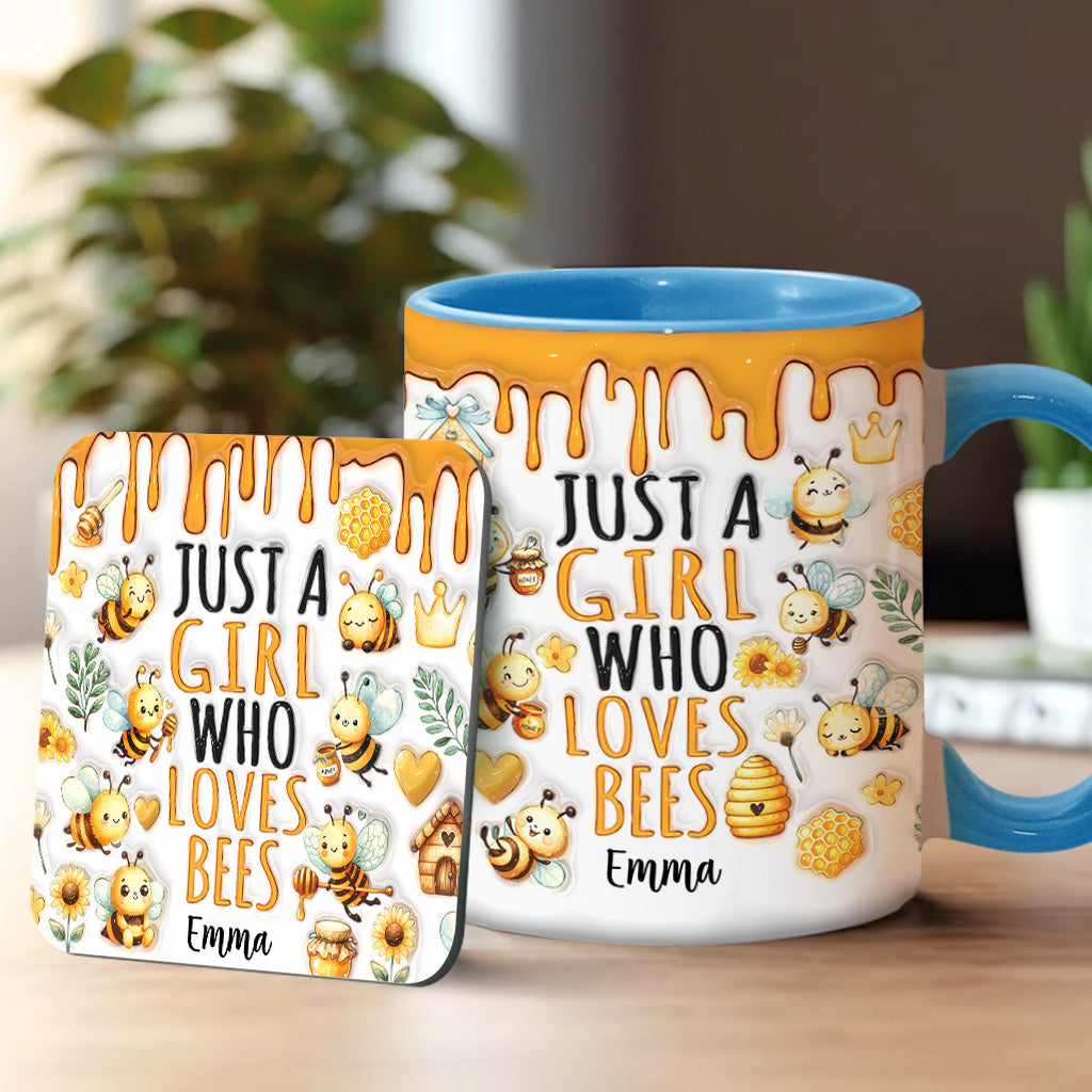 Einfach ein Mädchen, das Bienen liebt – personalisierte Tasse mit Bienenmotiv