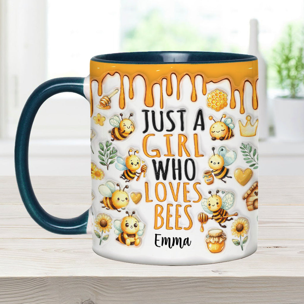 Einfach ein Mädchen, das Bienen liebt – personalisierte Tasse mit Bienenmotiv