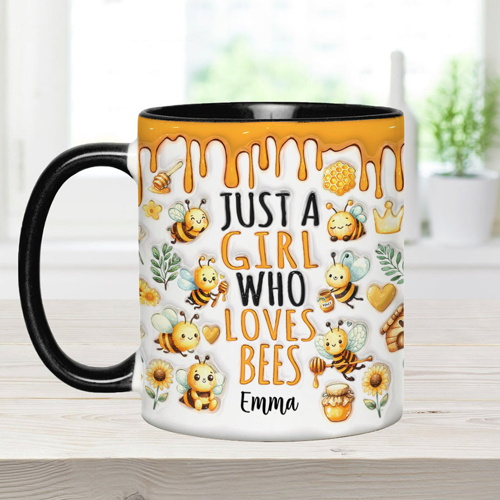 Einfach ein Mädchen, das Bienen liebt – personalisierte Tasse mit Bienenmotiv