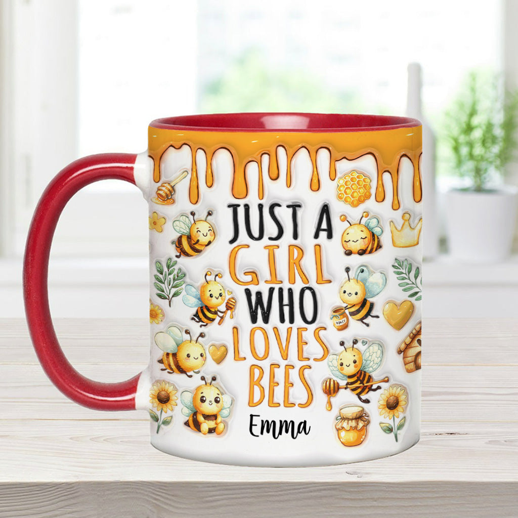 Einfach ein Mädchen, das Bienen liebt – personalisierte Tasse mit Bienenmotiv