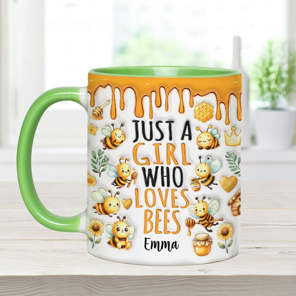 Einfach ein Mädchen, das Bienen liebt – personalisierte Tasse mit Bienenmotiv