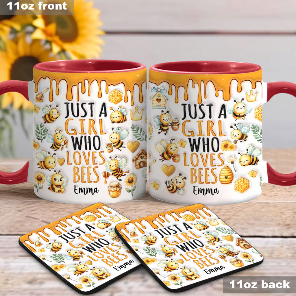 Einfach ein Mädchen, das Bienen liebt – personalisierte Tasse mit Bienenmotiv