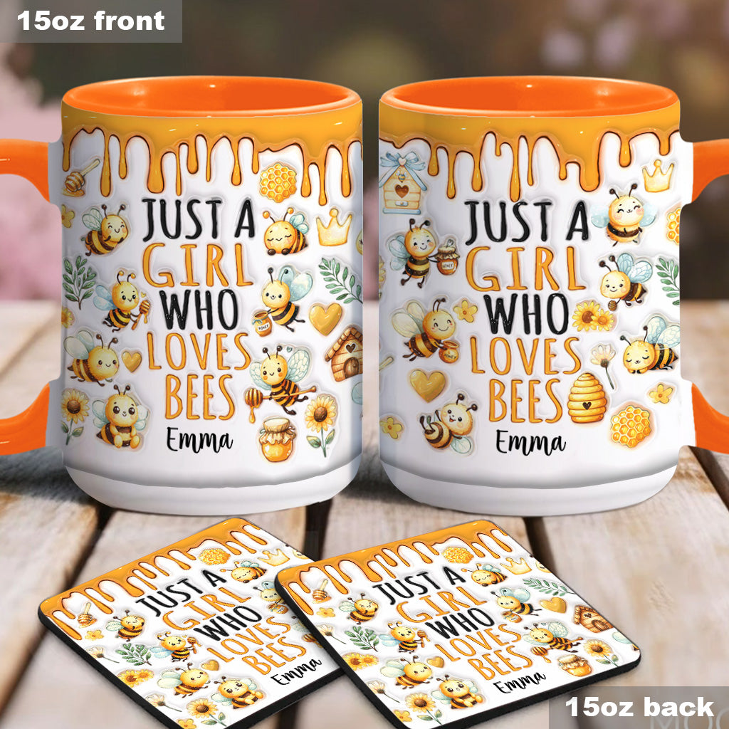 Einfach ein Mädchen, das Bienen liebt – personalisierte Tasse mit Bienenmotiv