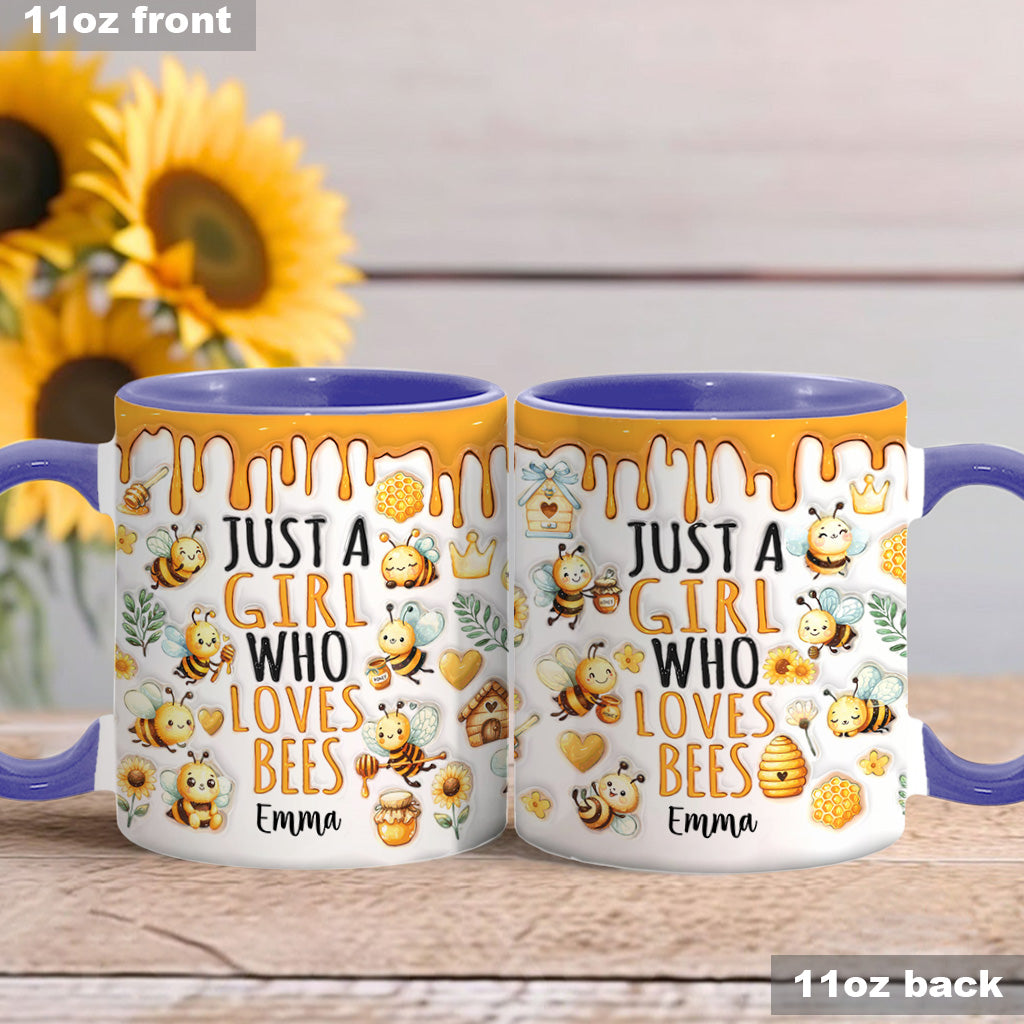 Einfach ein Mädchen, das Bienen liebt – personalisierte Tasse mit Bienenmotiv